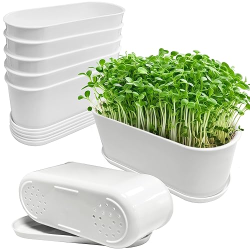 5 Set Window Herb Planter Box Rectangular,8.5x3.5 Inch White Plastic