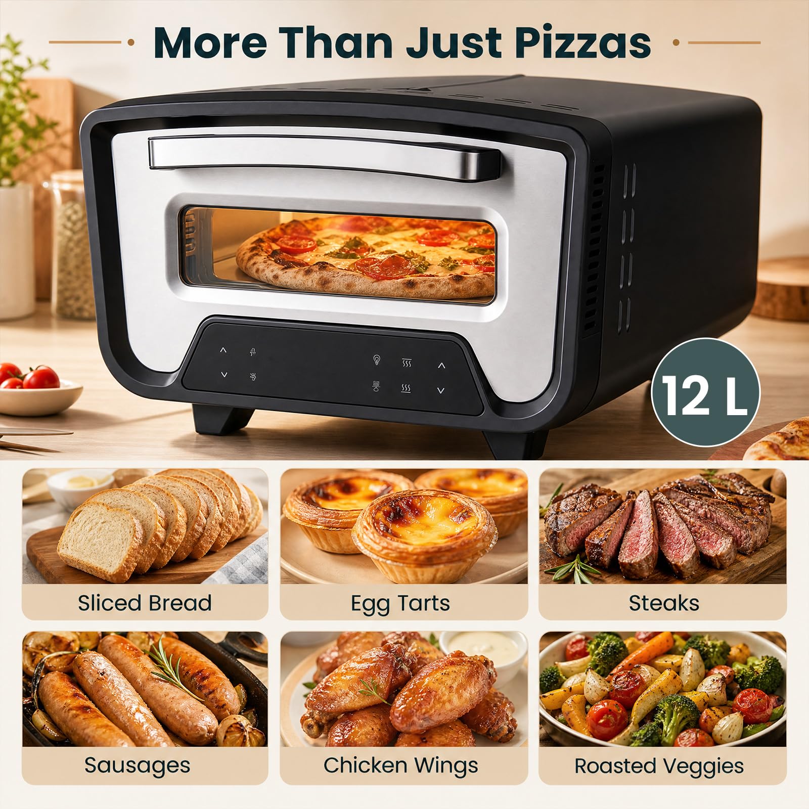 LIFEZEAL 1700 W Horno para Pizza Eléctrico de 12 L