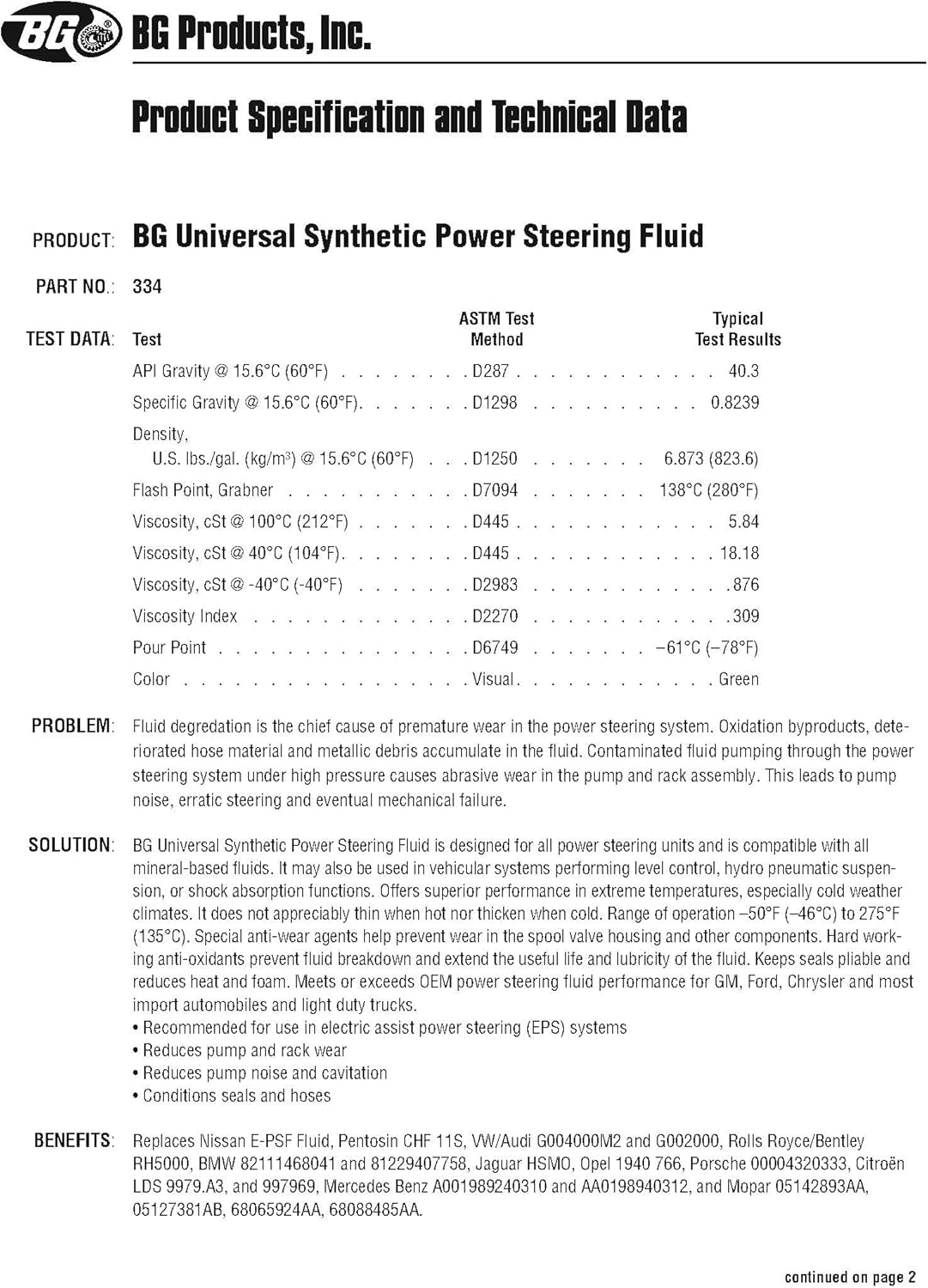 BG Universal Synthetic Power Steering Fluid PN 334 with Pocket Screwdriver (1)