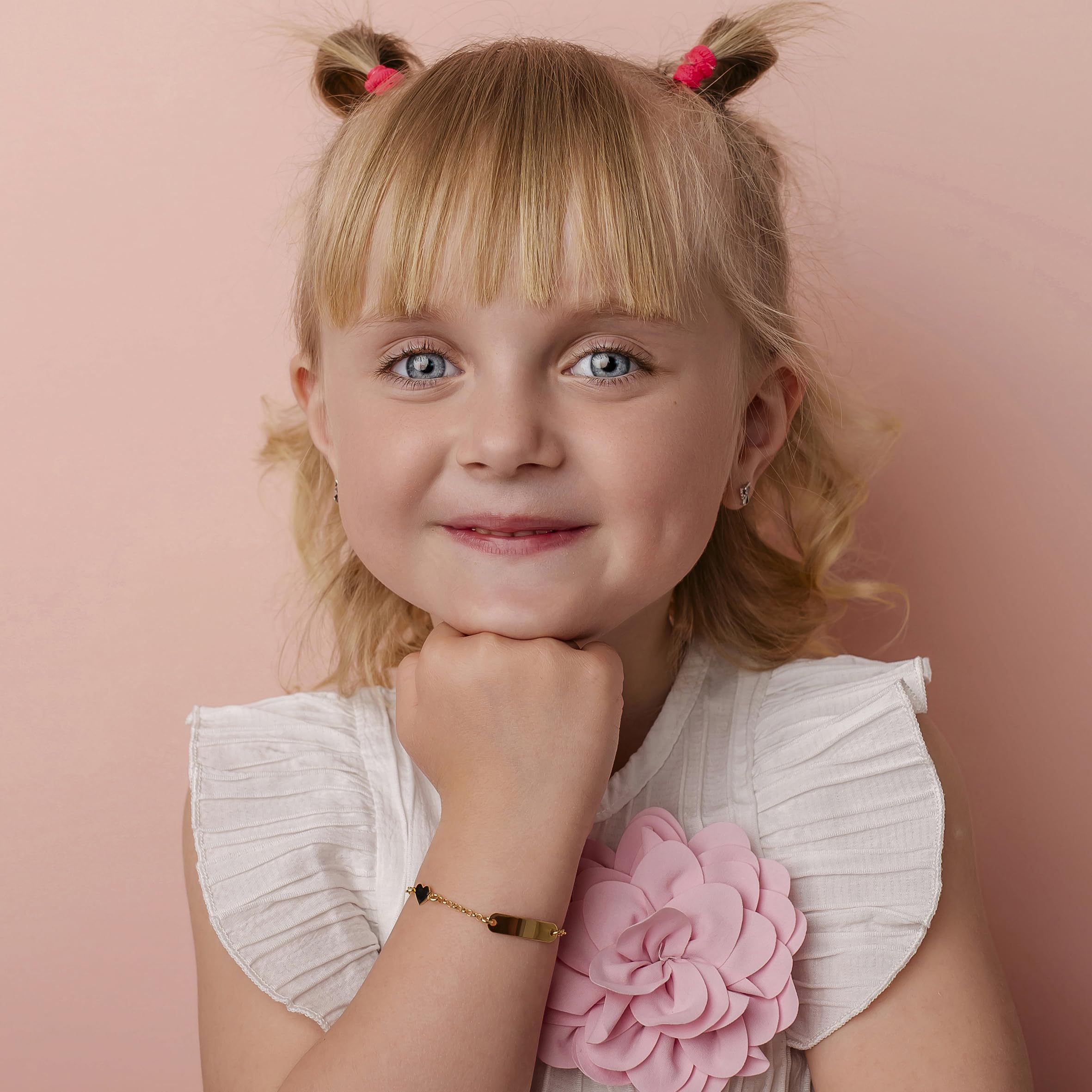 Bracelet en Argent 925 pour Fille avec Plaque Personnalisable avec Prénom et Petit Ange Émaillé Kids Collection + Coffret Cadeau Personnalisé – Bracelet pour Naissance, Communion ou Baptême