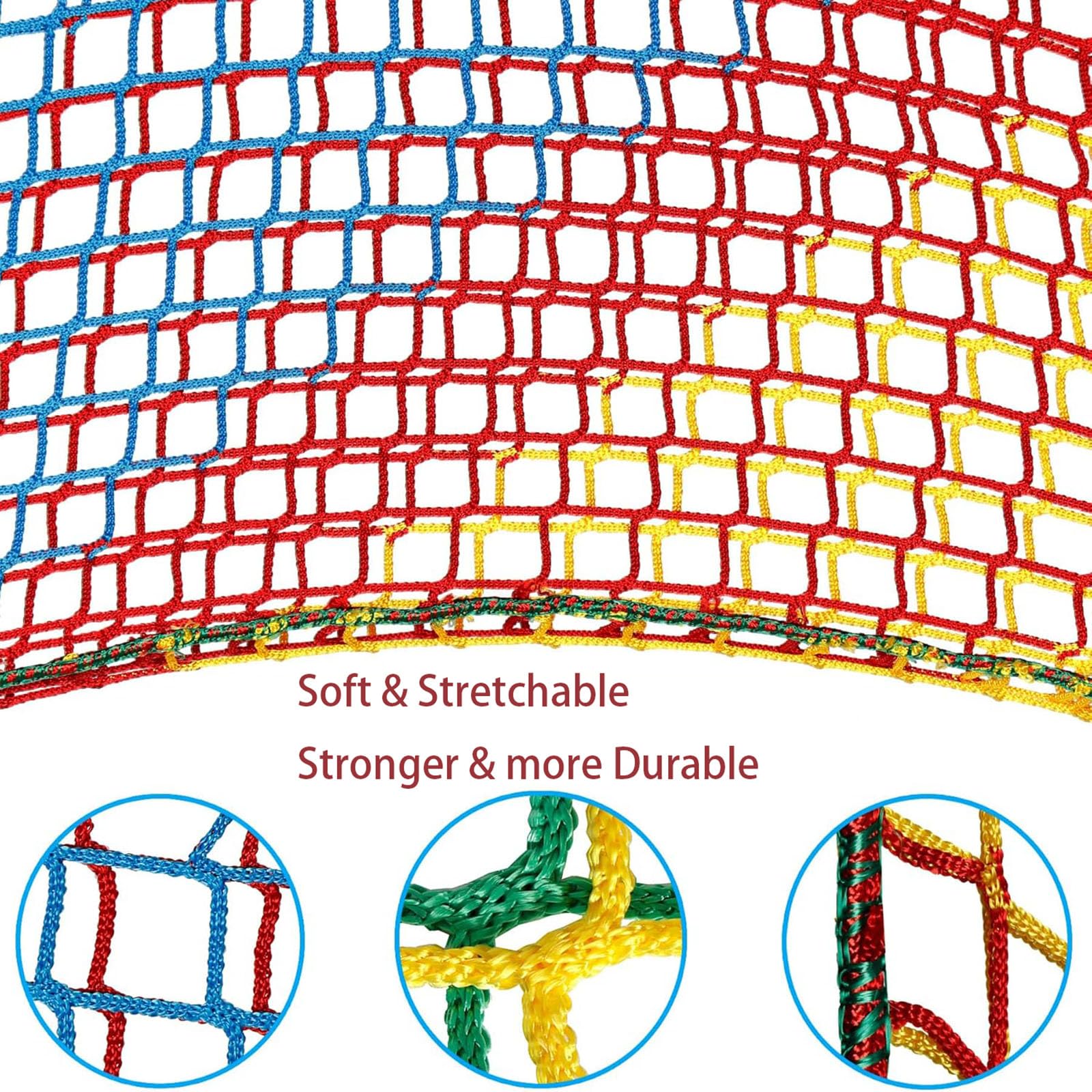 Playground Safety Net d'escalade De Cargaison Filet pour Les Enfants,Net d'escalade à Arrière-Cour Multicolores,Accessoires De Cabane dans Les Arbres (Multicolore, 1x2m)