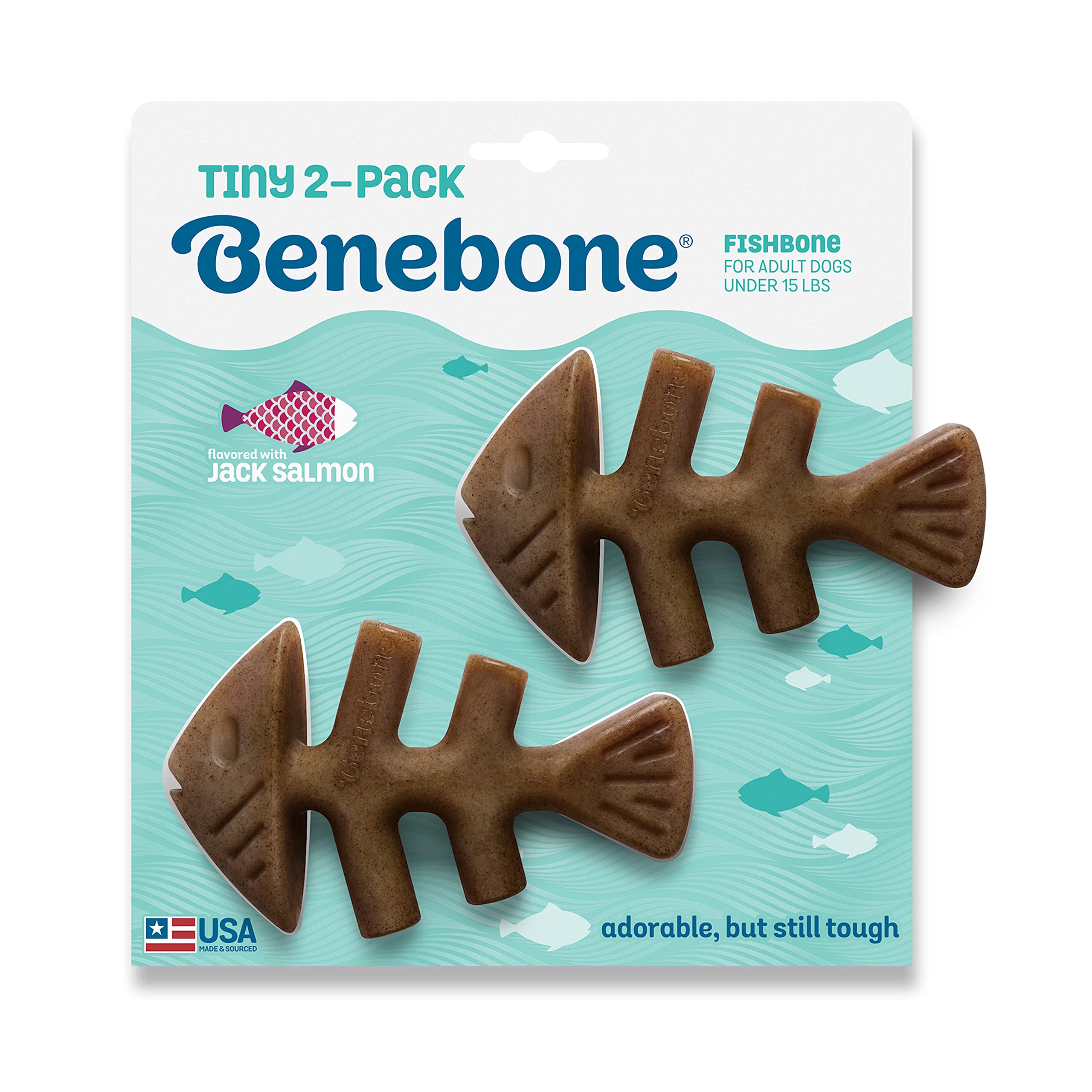 Pawsindia Tiny 2-Pack Fishbone Chew Toy for Dogs, Real Fish Flavor