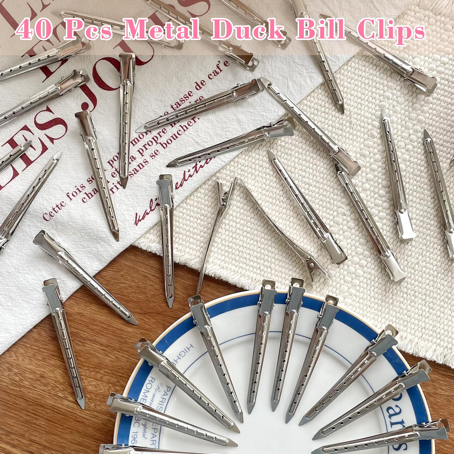 Duck Bill Hair Clips - Metal Alligator Clips for Styling -6 Duck Bill Hair Clips - Metal Alligator Clips for Styling -6