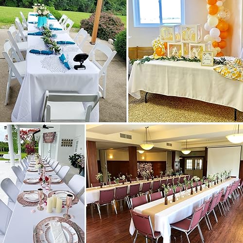 Miniatura 7 de Paquete de 8 manteles de poliéster de 60 x 102 pulgadas para mesas rectangulares de 6 pies, resistentes a las manchas y a las arrugas, manteles de