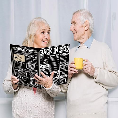 Miniatura 5 de Asmallgf Tarjeta de regalo grande de 90 cumpleaños para abuelo, abuela, mamá, papá, decoraciones retro de cumpleaños de 90 años para mujeres y