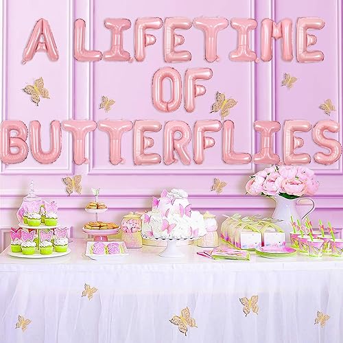 Vista 2 de Decoraciones de mariposas para despedida de soltera, suministros de mariposas para toda la vida, pancarta de despedida de soltera, calcomanías