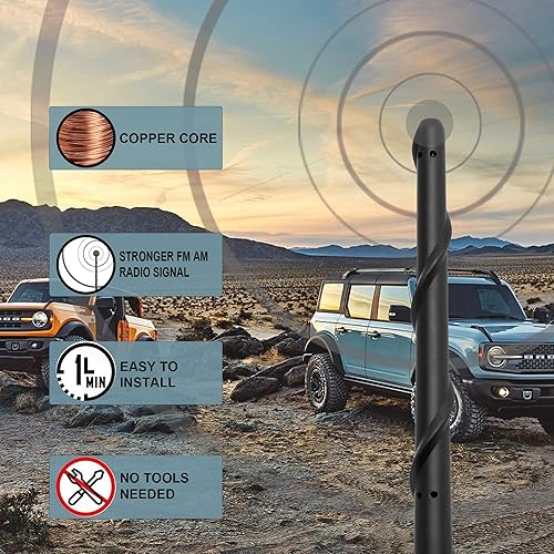 Miniatura 96 de VOFONO - Antena compatible con Jeep Wrangler y Gladiator 2007-2024, accesorios para Jeep, antena corta para Jeep Rubicon, Sahara, Sport, Willys