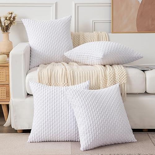 Miniatura 5 de UGASA - Juego de 4 fundas de almohada de pana suave, fundas de almohada decorativas de rayas bohemias de 20 x 20 pulgadas, decoración del hogar,