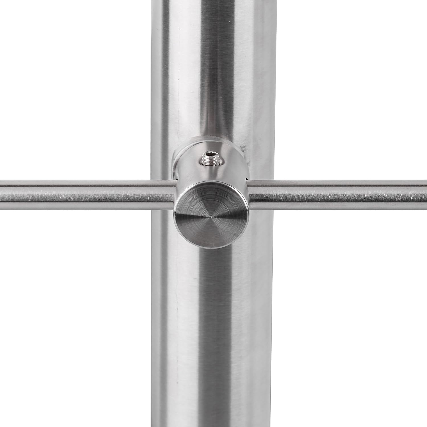 Close-up of a crossbar attachment point on the handrail post.