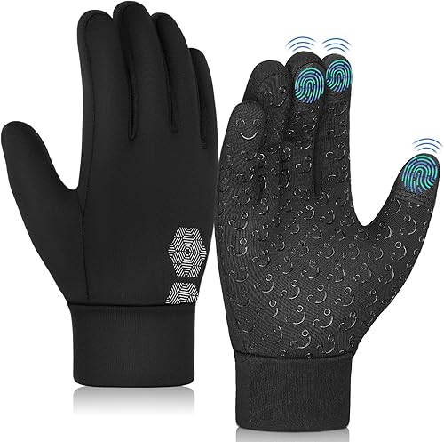 Guantes de invierno para niños para correr con pantalla táctil, guantes cálidos para clima frío, guantes deportivos térmicos a prueba de viento para