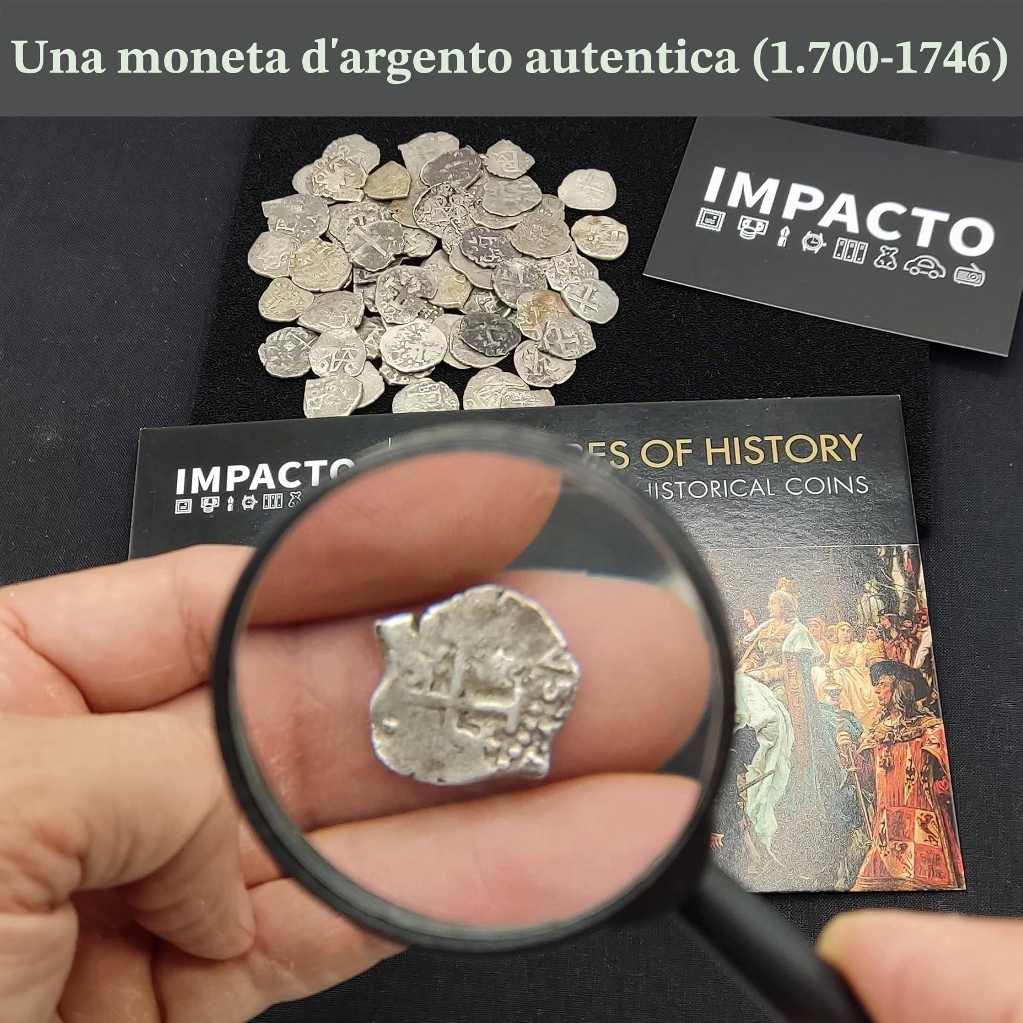 IMPACTO COLECCIONABLES Monete di Spagna - Moneta d'Argento delle antiche colonie spagnole. Coniata tra Il 1700 e Il 1746