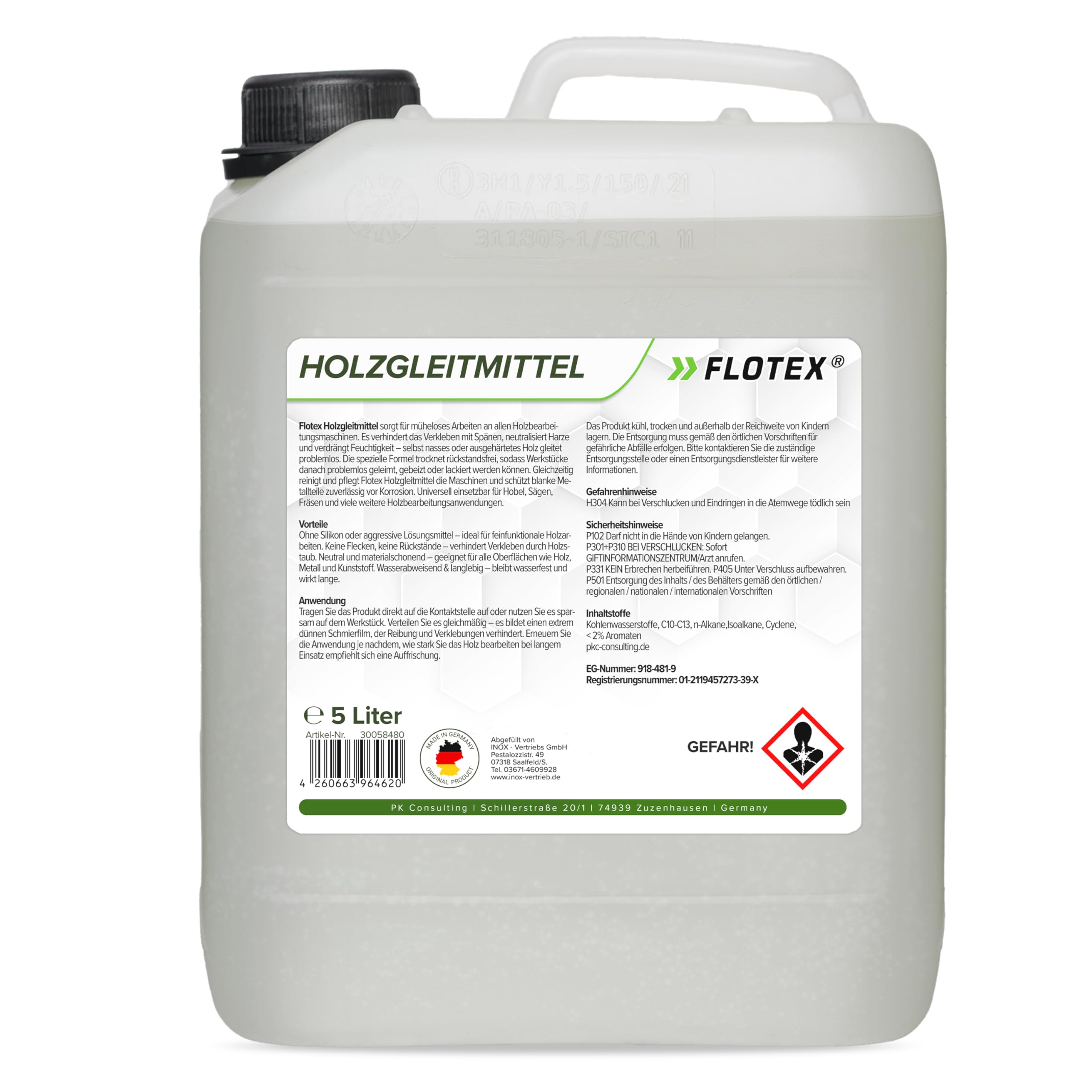 Ergiebiges Holzgleitmittel [5 Liter] | Silikonfreies Holz Gleitmittel für Hobelmaschine, Frästische, Werkstattmöbel | Gleitmittel für Holzbearbeitung