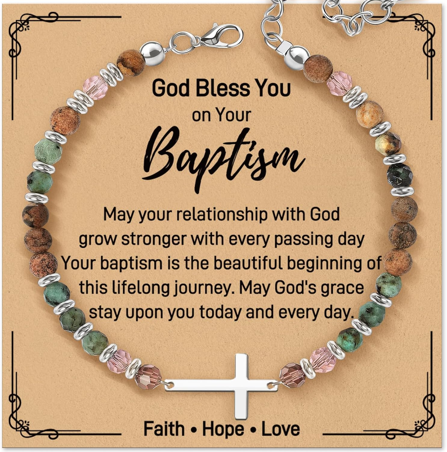 Christian Bracelet Gifts for Women: Easter Basket Stuffers Gifts for Women - Confirmation Baptism Birthday Christmas Bracelet Gift for Friends Daughter Mom Sister in Christ Niece
