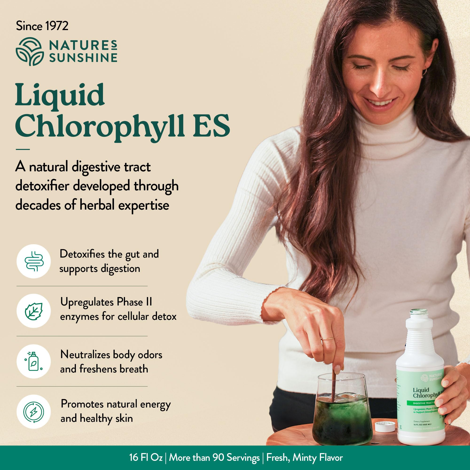 Nature's Sunshine Liquid Chlorophyll Extra Strength - Immunity Support, Detox & Cleanse, Chlorophyll Liquid Drops with Spearmint Oil, Natural Energy Boost, Internal Deodorant - 16 Fl Oz — Amazon image 2