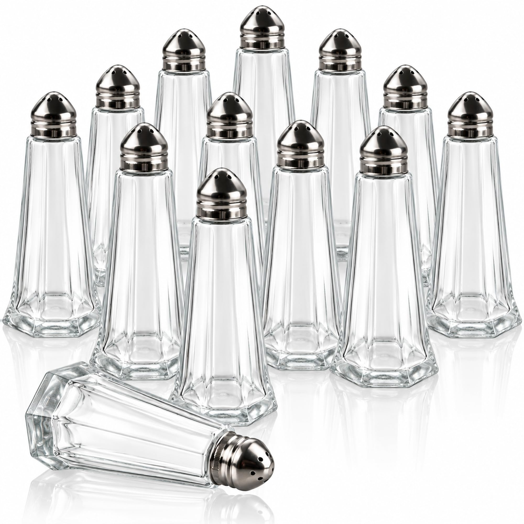 12 Pcs Traditional Salt and Pepper Shaker Sets 1.4oz/42ml– Glass Lighthouse Design Salt and Pepper Pots – Perfect for Dining Table Home Restaurant Café – Salt and Pepper Shaker - Condiment Set