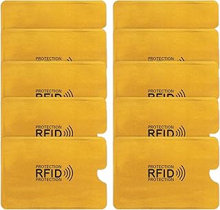 10pcs RFID Card Holder, RFID Blocking Sleeves Waterproof Credit Card Sleeves Set RFID Identity Card Protector Secure Sleeve Portable Durable RFID Card Sleeves for Women Men Wallet(Gold)