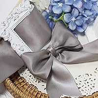 Vista 4 de Cinta de satén plateada de doble cara de 1-1/2 pulgadas x 50 yardas, cinta plateada de poliéster para envolver regalos, muy adecuada para bodas