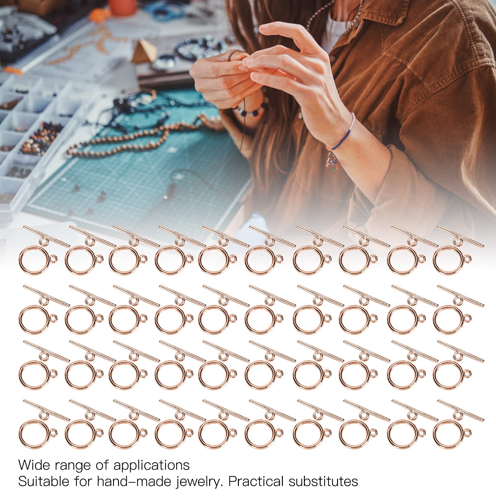 40 Fibbie OT In Lega Oro Rosa - Per Bracciali E Collane Fai Da Te, Stile Tibetano