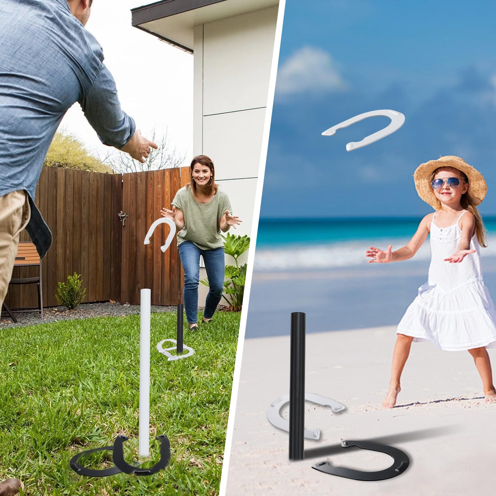 Hufeisen-Spiel für Kinder, Stahl-Pferdschuhe, Spiel-Set, Outdoor-Spiele für Kinder, Teenager, Familie, tragbar für Hinterhof, Rasen, Camping, Strandparty