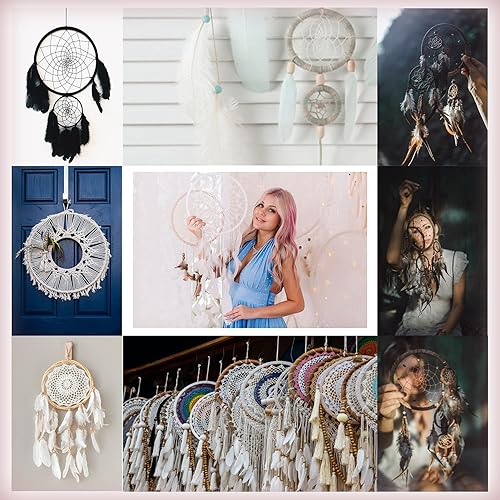 Miniatura 3 de SUNTQ Anillo de macramé para atrapasueños, manualidades de metal, redondos, chapados en latón (oro, paquete de 10) (8 pulgadas, dorado)