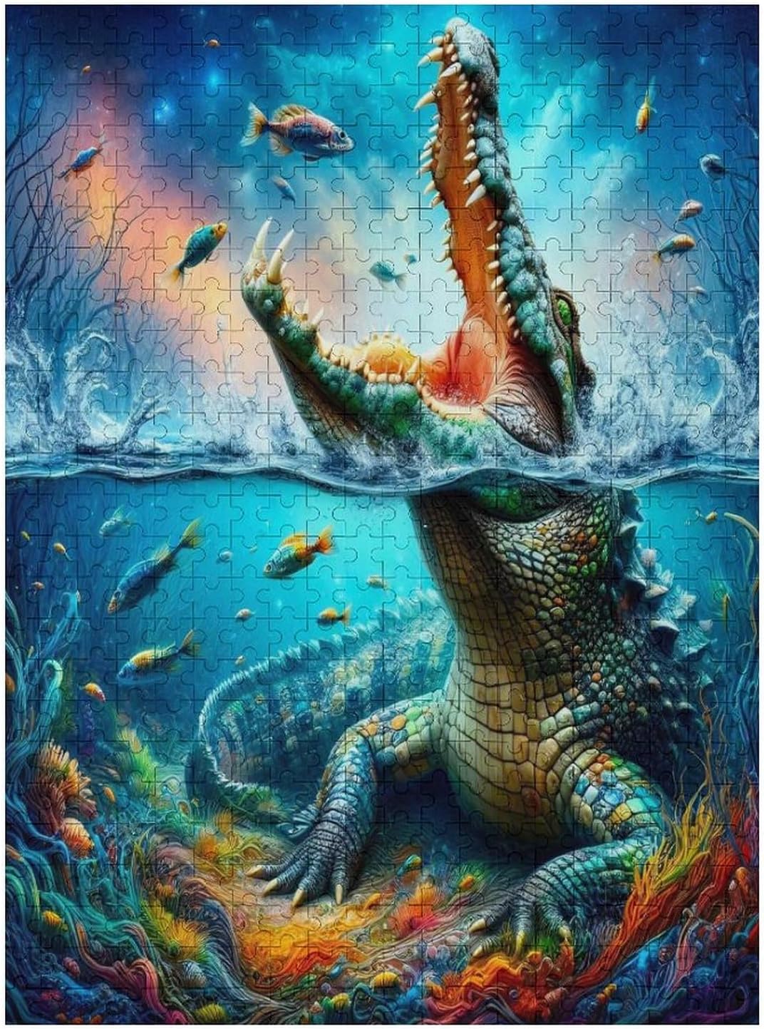 1000 Pieces Puzzle for Adults Crocodile Alligator Jigsaw Puzzle 1000 Piece–Glossy Sturdy Pieces Challenging Family Game Great Gift Idea