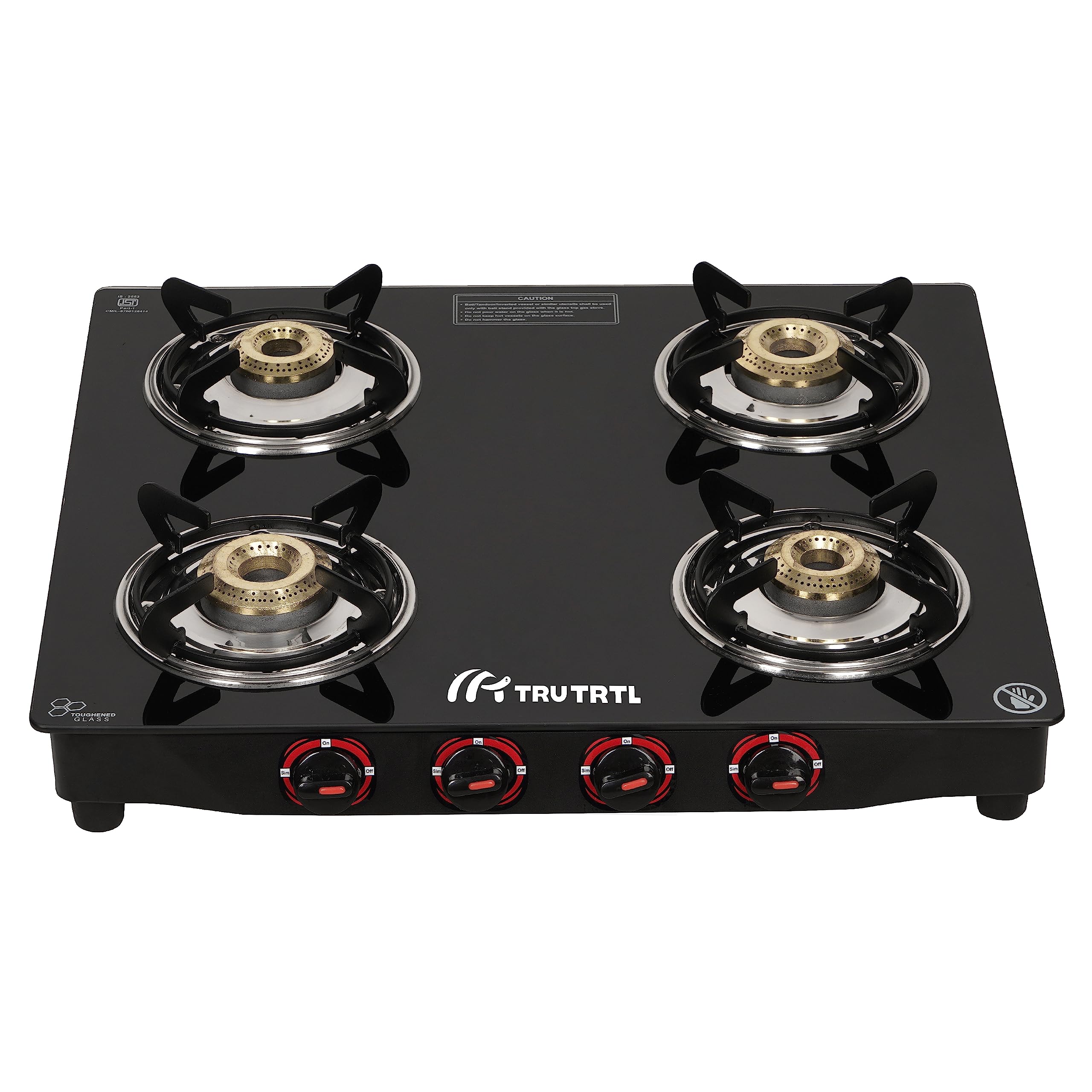 truTRTL Shakti Gas Stove 4 Burner Black Manual Ignition LPG Glass Top Gas  Stove, (ISI Certified) : Amazon.in: Home u0026 Kitchen