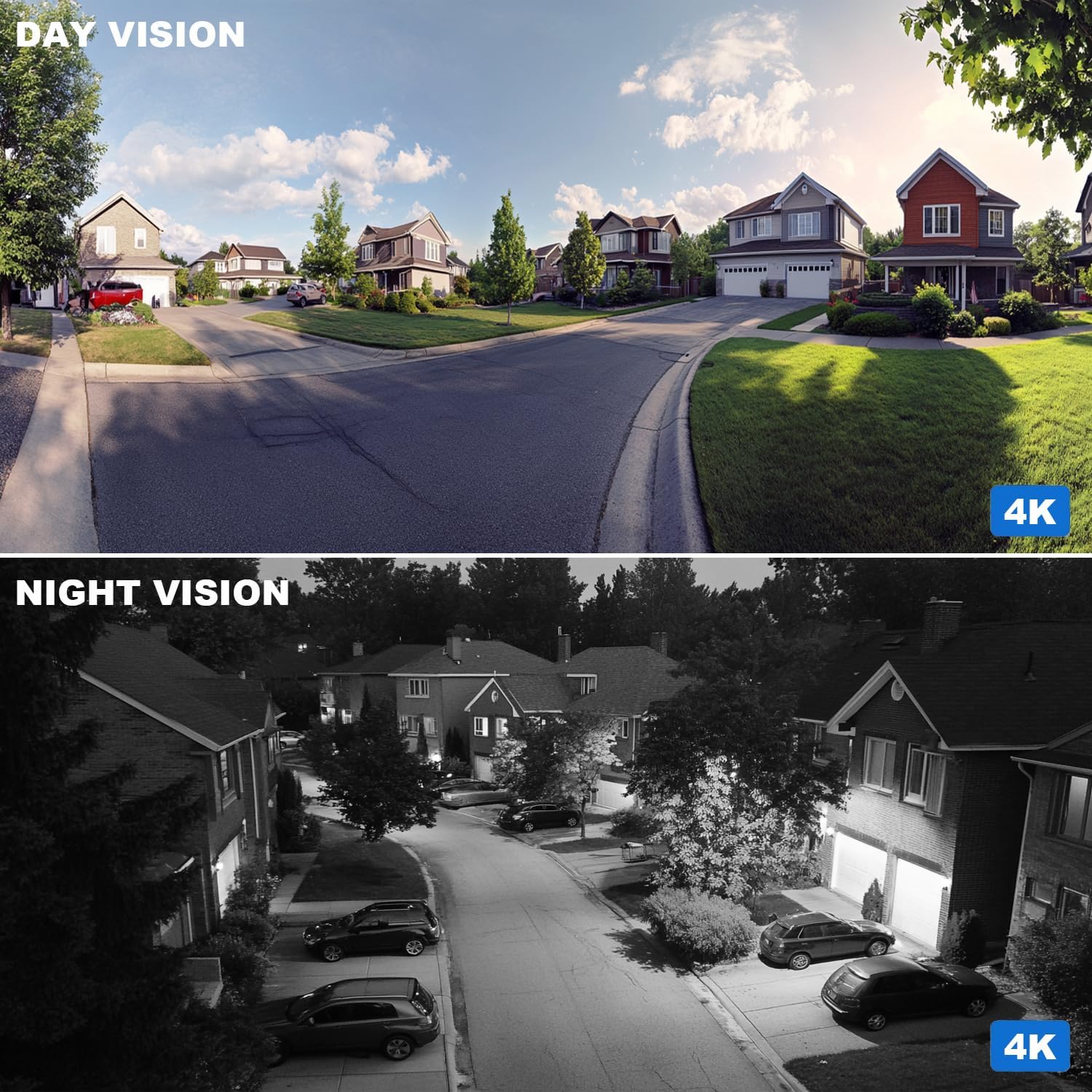 Day and Night Vision comparison for 4K security camera
