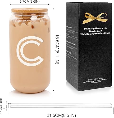 Miniatura 2 de Mason Life Taza de vidrio para café helado, taza de vidrio con letras y pajitas, vaso de vidrio de 20 onzas, vaso para beber, vaso de batido, vaso