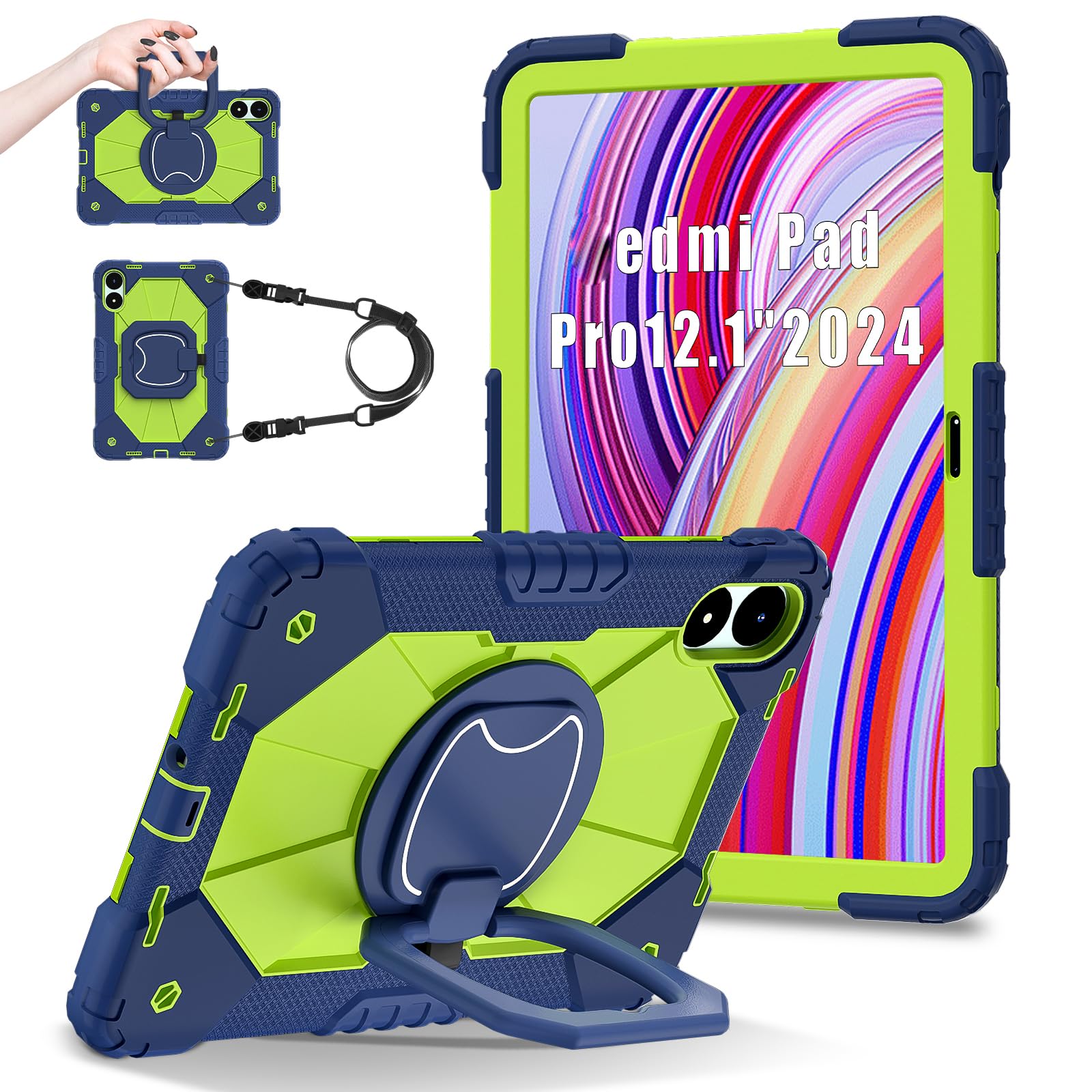 Compatible with Xiaomi Redmi Pad Pro 12.1"/Poco Pad 12.1" Case,Shockproof Protective Compatible with Redmi Pad Pro 12.1" Tablet w/Kickstand/Hand Strap