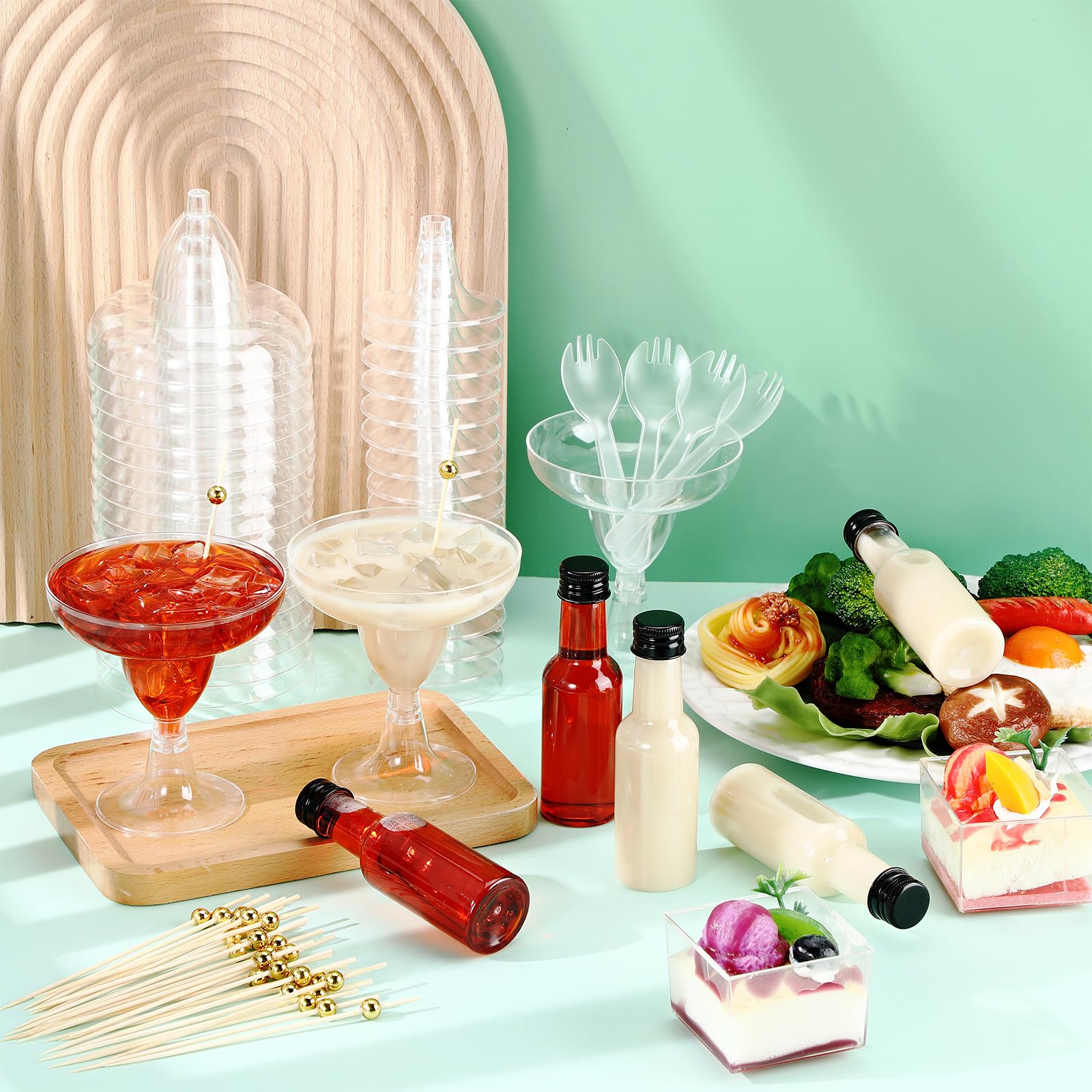 mini salad dressing bottles Baderke 40 Sets 5oz Plastic Charcuterie Cups with 1.7oz 50 Cocktail Picks, 50 Spoons Forks, 2 Funnels Disposable Snack Appetizer Cups for Wedding Birthday Party Supplies : Health & Household Ker Sun - Women's Crafted from high New Mother Summer Dress Size:child-2