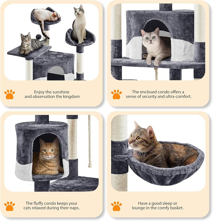 Árbol para gatos multipisos 79 pulg Yaheetech gris oscuro y blanco miniatura 5