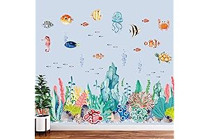 2 Sheets Large Under The Sea Wall Decals Ocean Creature Sea Life...