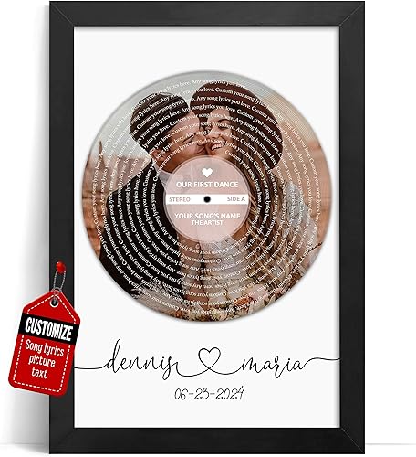 Vista 131 de VICILO Póster de letras de canciones personalizadas, enmarcado, lienzo personalizado, arte de pared, regalos para el día de San Valentín para él