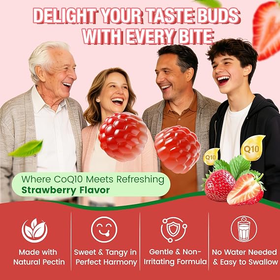 NATURE TARGET CoQ10 Gummies 200mg with PQQ, Strawberry, 90 Count