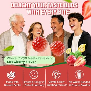 NATURE TARGET CoQ10 Gummies 200mg with PQQ, Strawberry, 90 Count