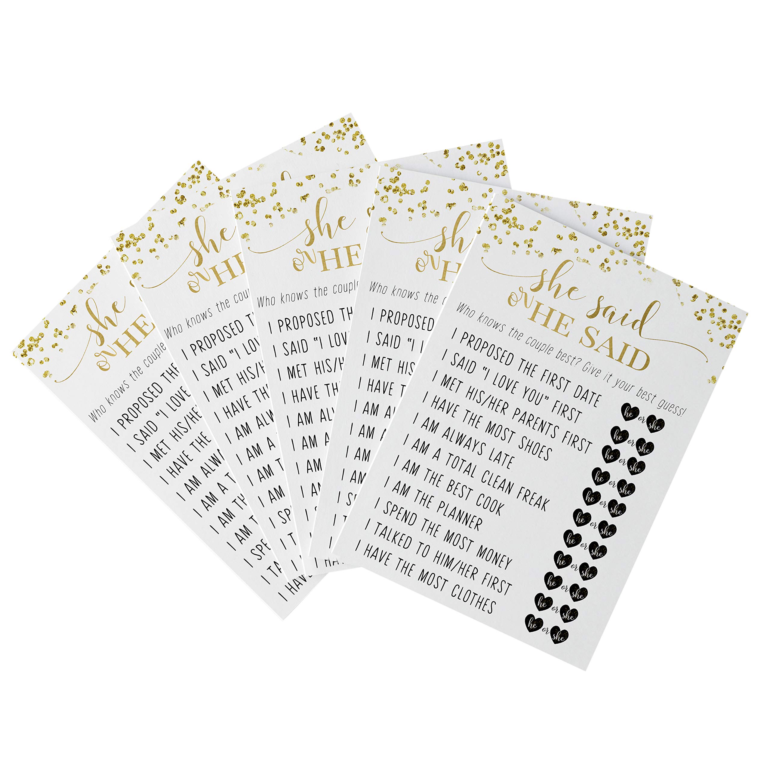 Abstract Bridal Shower Game Pack of 25 He Said or She Said Cards Who Knows The Bride and Groom Guessing Activity for Engagement Rehearsal Reception Modern Event (4x6) Paper Clever Party