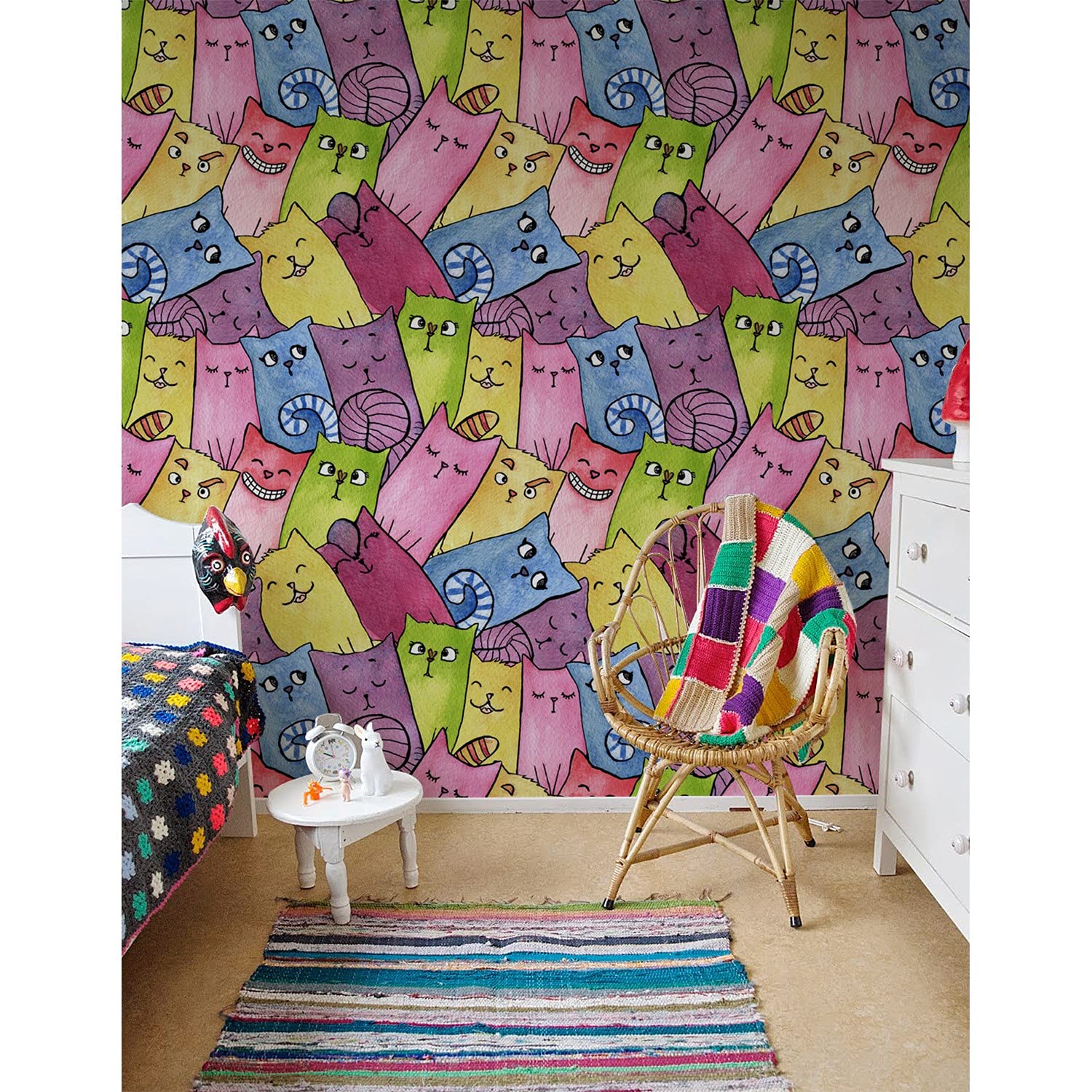 Papier peint latex mural de qualité supérieure Coloray Happy chats