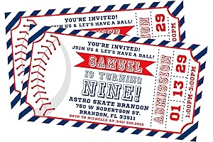 Birthday Baseball Invitations with Envelopes