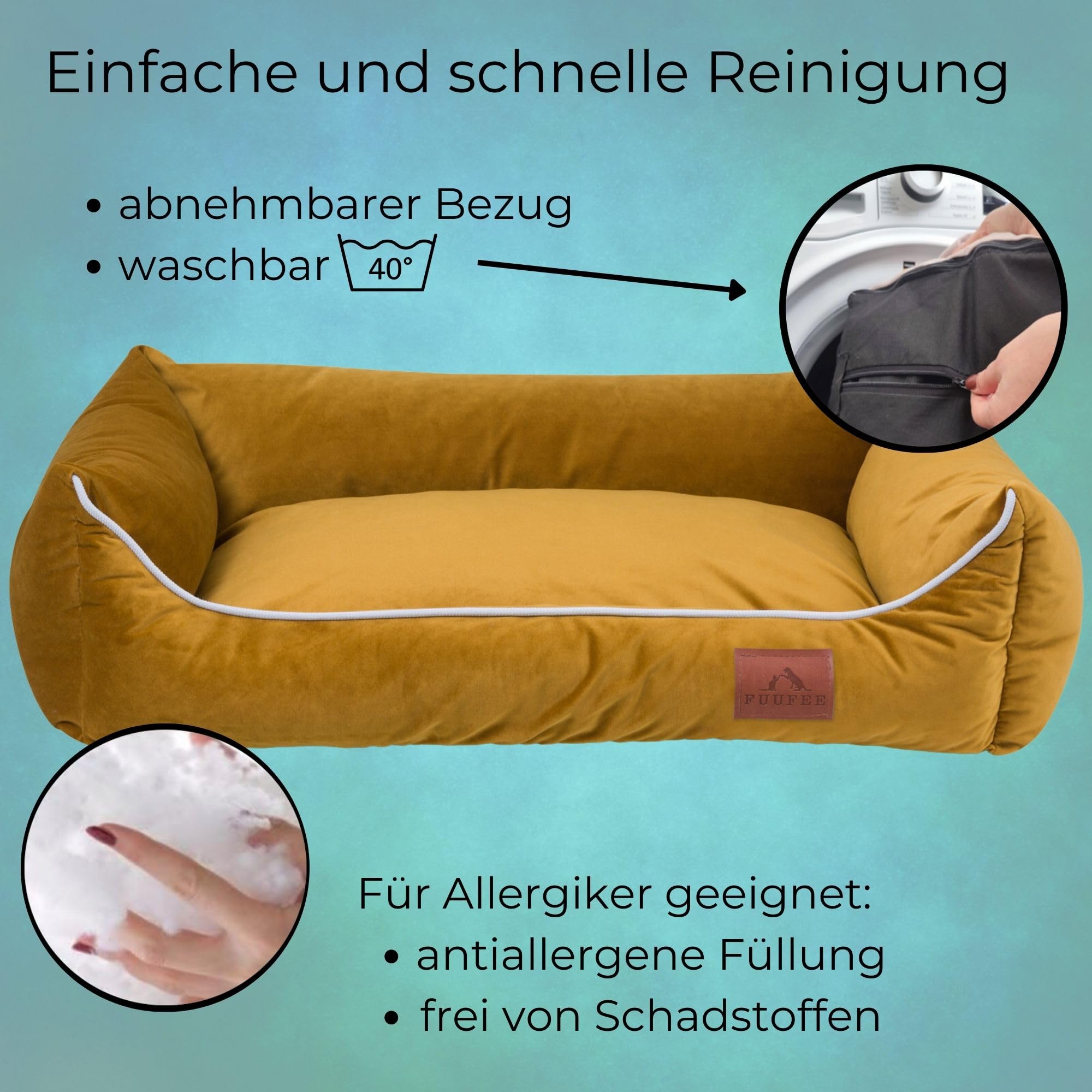Hundebett XL | Hundesofa für Sehr Große Hunde 120 x 90 cm | Waschbar Hundebett | Abnehmbarer Bezug Mit Reissverschluss | Würzig