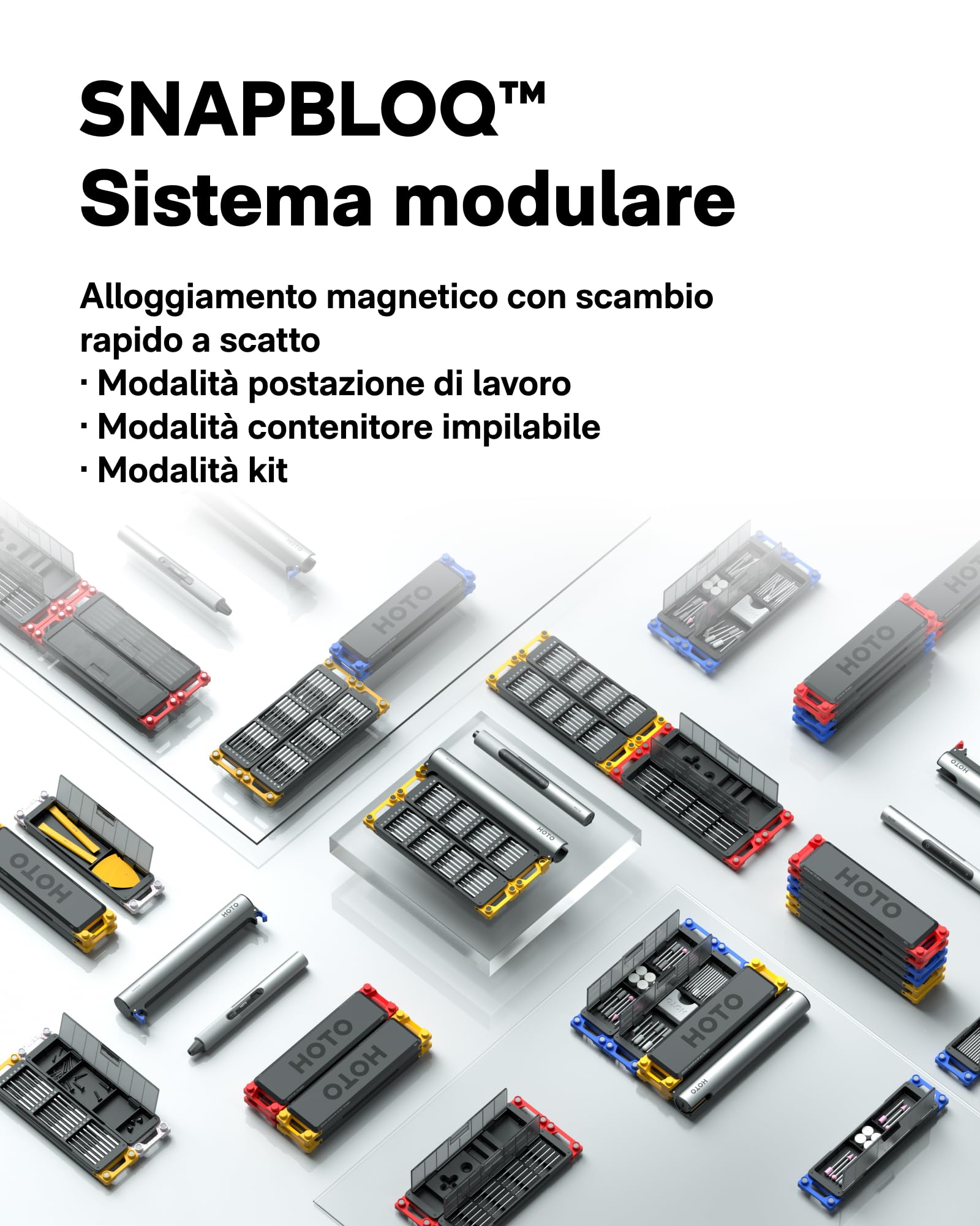 HOTO SNAPBLOQ D-A03 Mini Trapano a Batteria con 20 punte, Trapano a Mano Senza Fili a 3 velocità, Luci LED, Set di Trapani Elettrici per la Realizzazione di Gioielli, Resine, Legno, Plastica, DIY