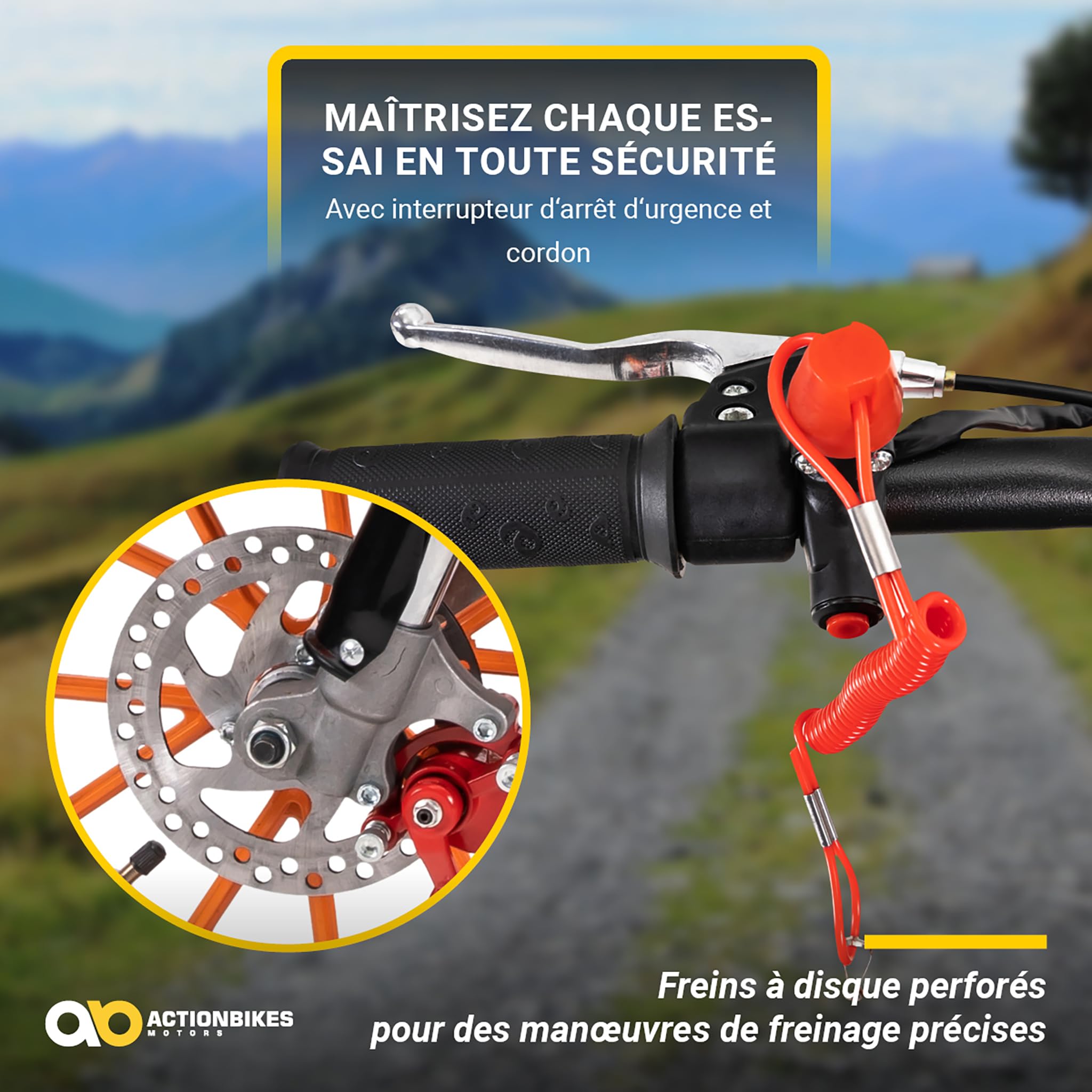 Actionbikes Motors Mini Delta 49 CC Moto-Cross pour Enfants | Freins à Disque - Filtre à air Sport - Échappement Sport - Pneus à air - Pocket Bike - Moto - Motocross - Dirt Bike - Dirtbike (Noir)