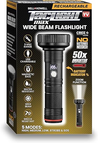 Taclight Max Ultra LED con indicador de duración de la batería, linterna de mano de larga duración de hasta 15 horas, 500 lúmenes, 7,000 K Cree, 5