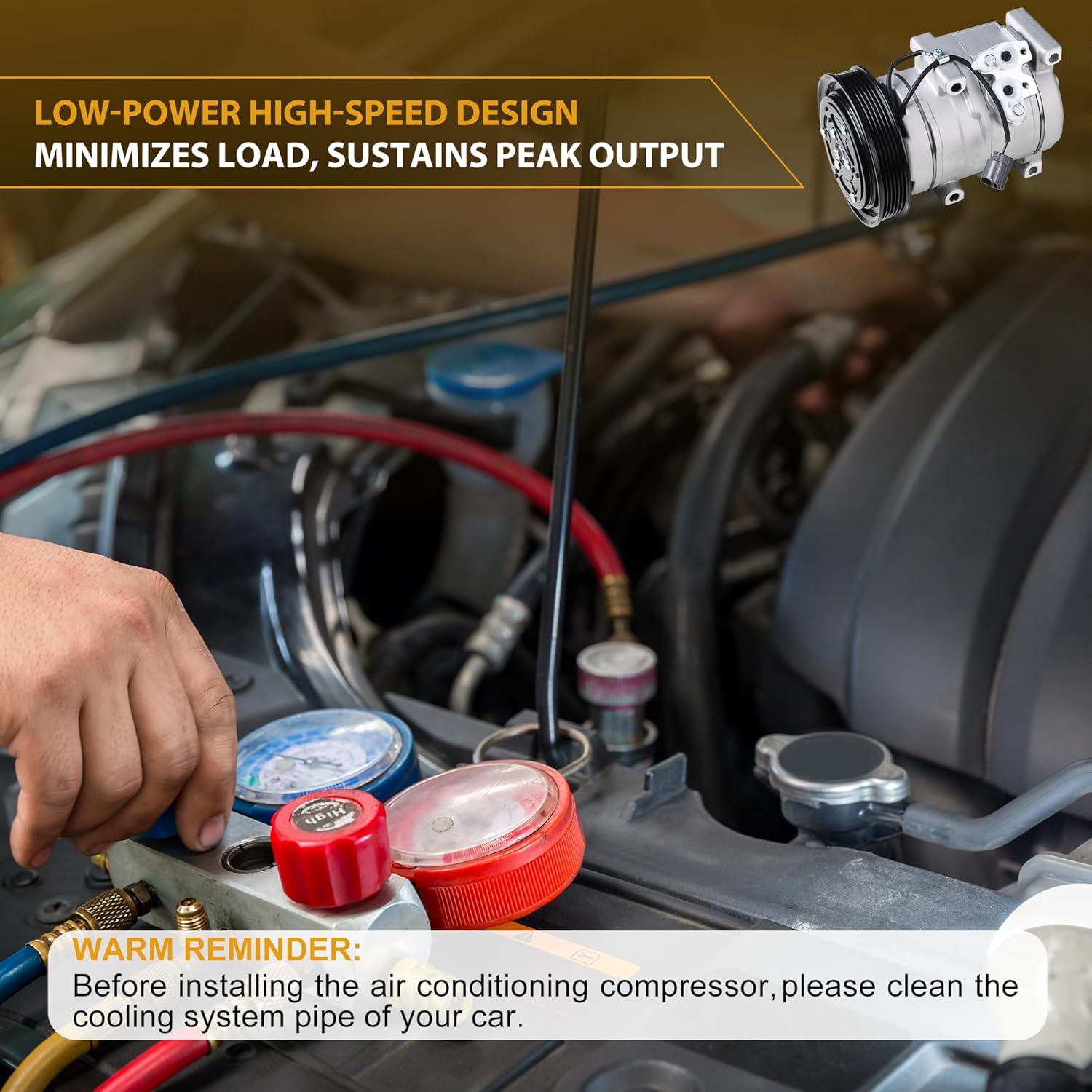 AC Compressor with Clutch Compatible with Honda Accord, Odyssey, Pilot, Ridgeline & Acura MDX, TL, 3.0L 3.2L 3.5L- Replaces 38810RCAA01, 98307, 97307, 639318, CO 10736C