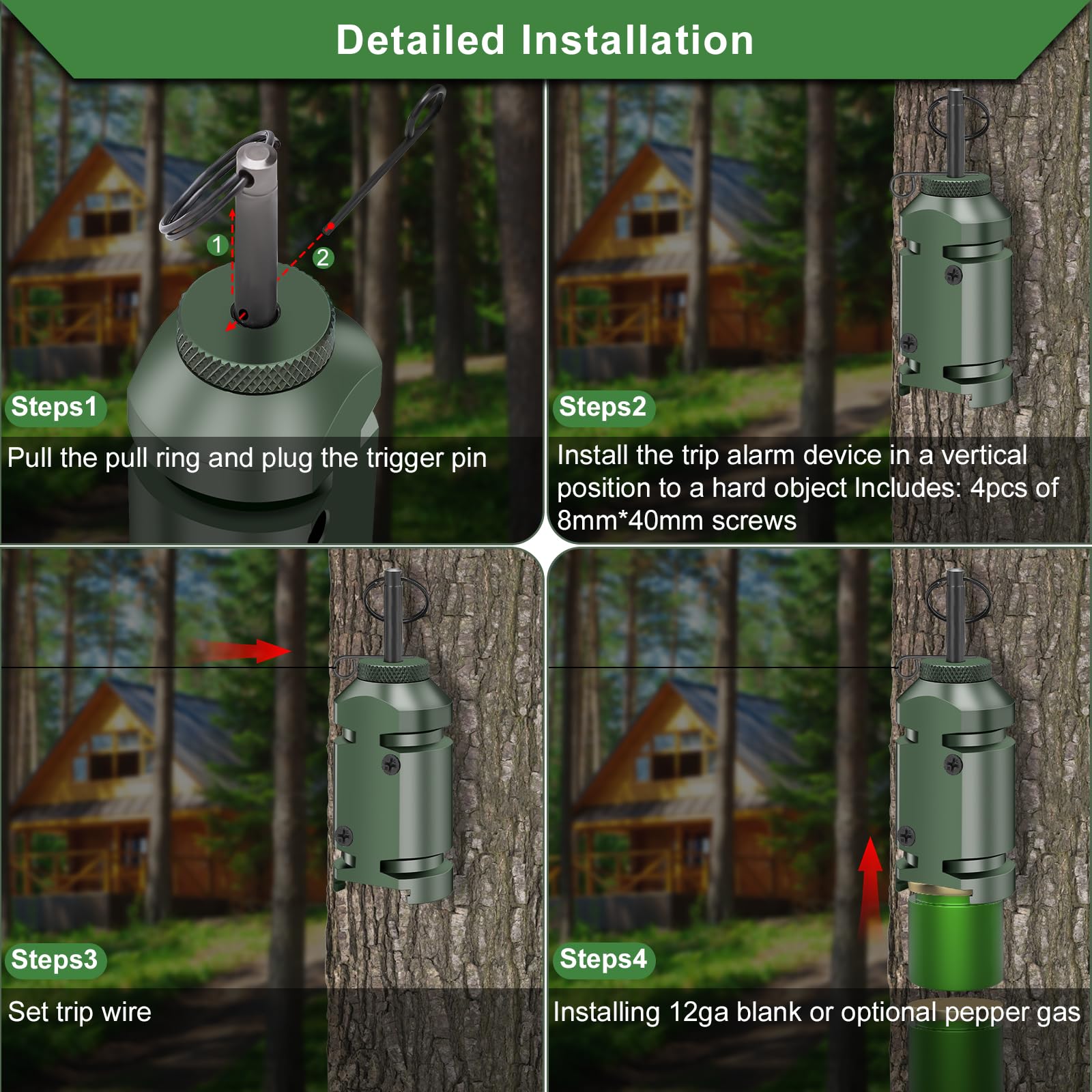 Alarma de viaje perimetral, alarma de viaje, dispositivo de alarma de alambre de viaje de camping de calibre 12, alarma de viaje de seguridad para camping, sistema de seguridad de advertencia temprana