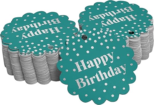 Miniatura 356 de Etiquetas colgantes para botellas de feliz cumpleaños, paquete de 100 unidades Blanco,Aqua Blue,Negro,Azul,Azul turquesa oscuro,Rosa