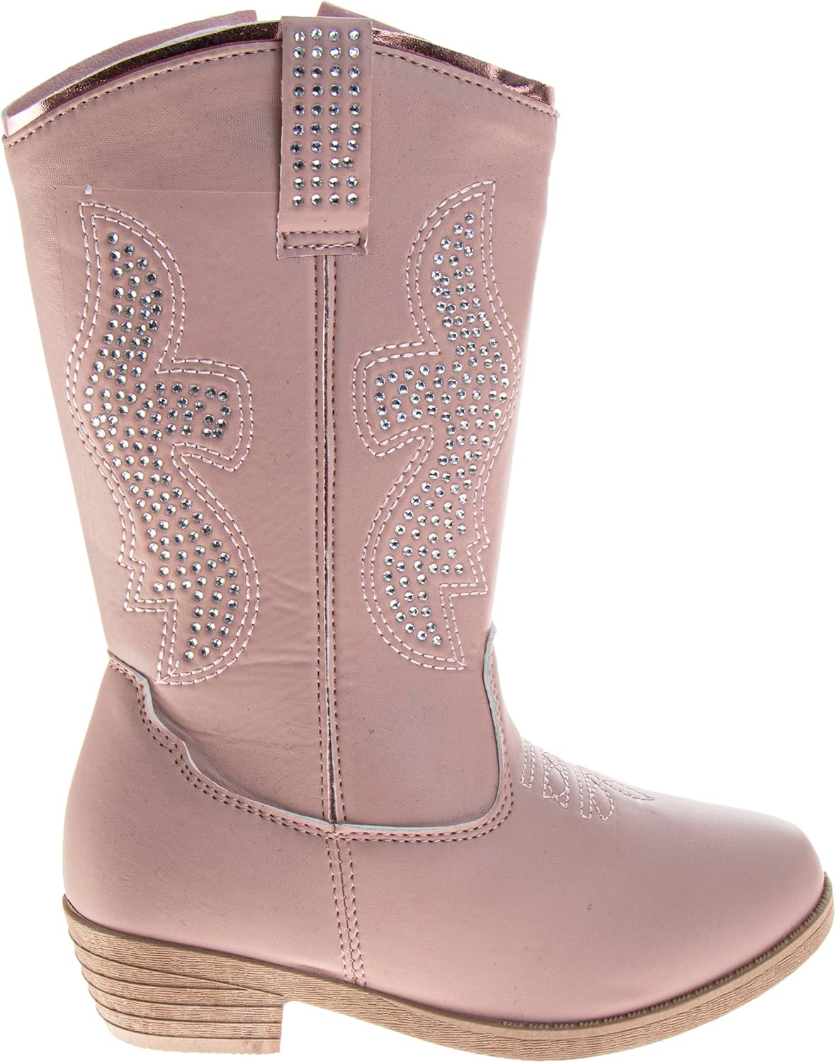 KENSIE GIRL Cowboy Boots Kids - Mid Calf Western Shoes Cowgirl Riding Shoes Square Toe For Toddler/Little Kid/Big Kid Sizes (pink, white black tan)