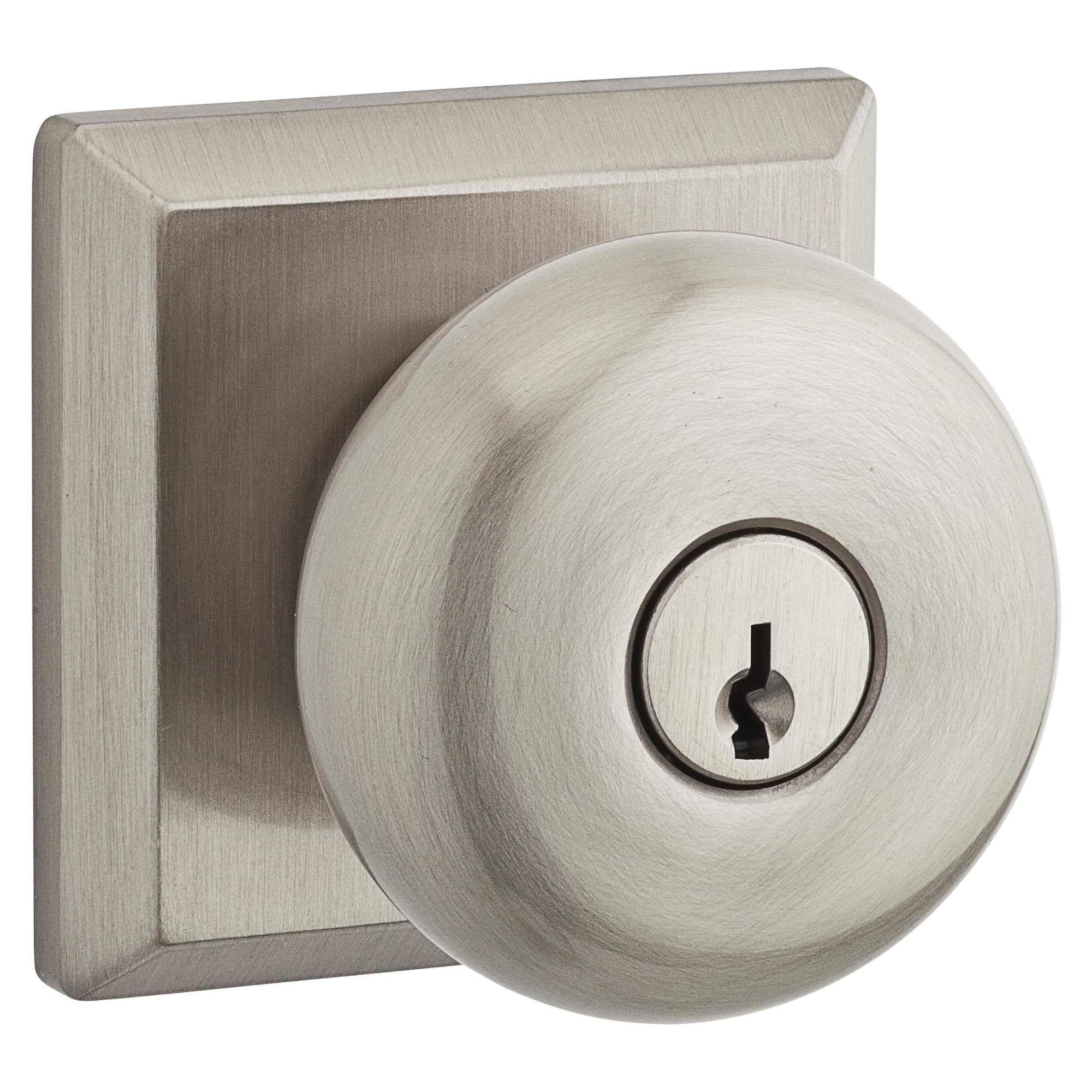 Bouton de porte d'entrée rond Baldwin Reserve avec rosace carrée traditionnelle robuste