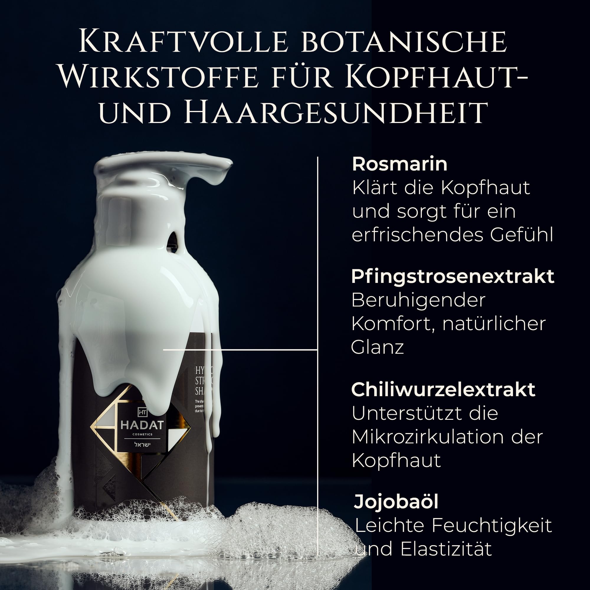 HADAT Root Strengthening Shampoo Haarwachstum Rosmarin Klärendes Anti-Schuppen Shampoo für fettige Kopfhaut Feuchtigkeit & Stärkung für Damen und Herren Made in Israel (800 ml)