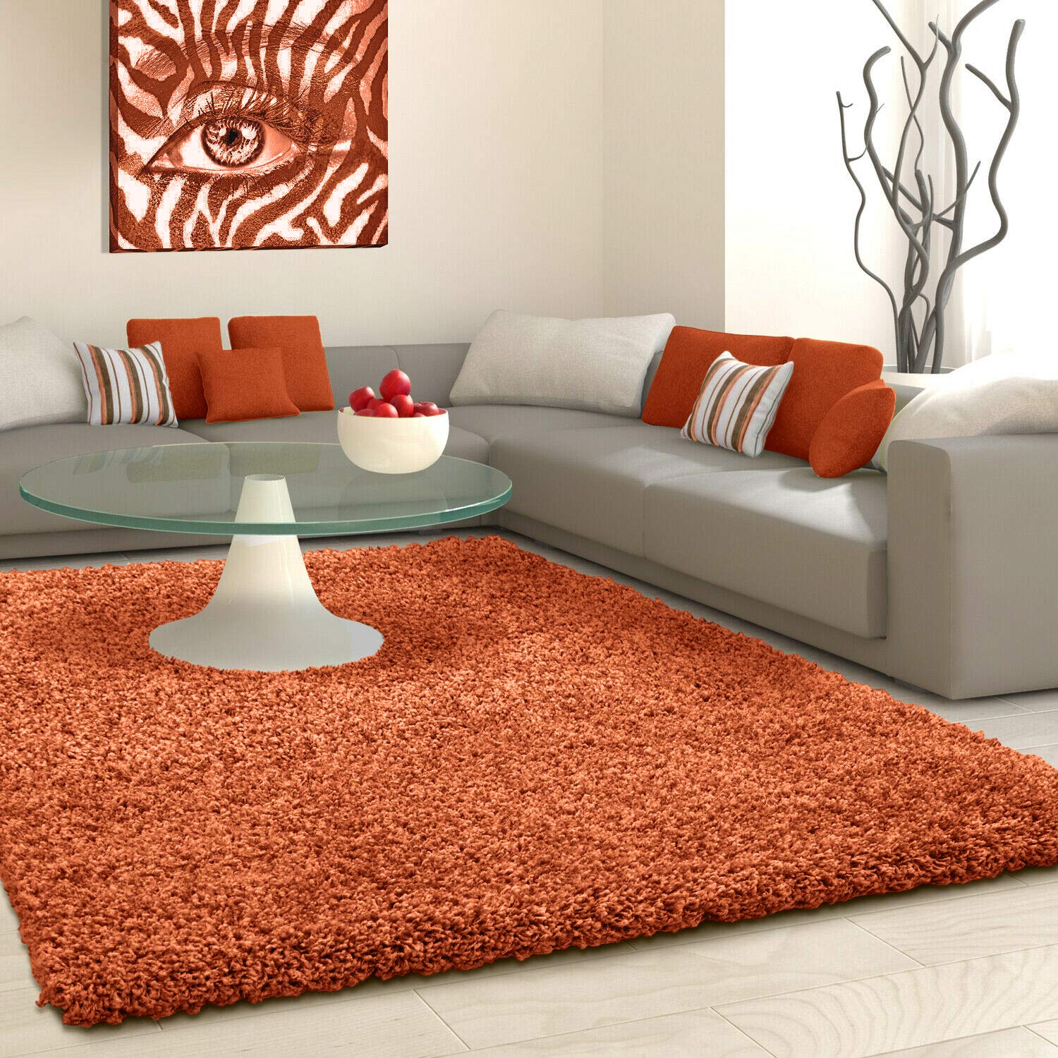 viceroy bedding SHAGGY RUG Rugs Living Room Large Soft Touch 5cm Thick Pile Modern Bedroom Living Room Area Rugs Non Shed (Orange, 200cm x 290cm (6.6ft x 9.5ft)) โ image 1