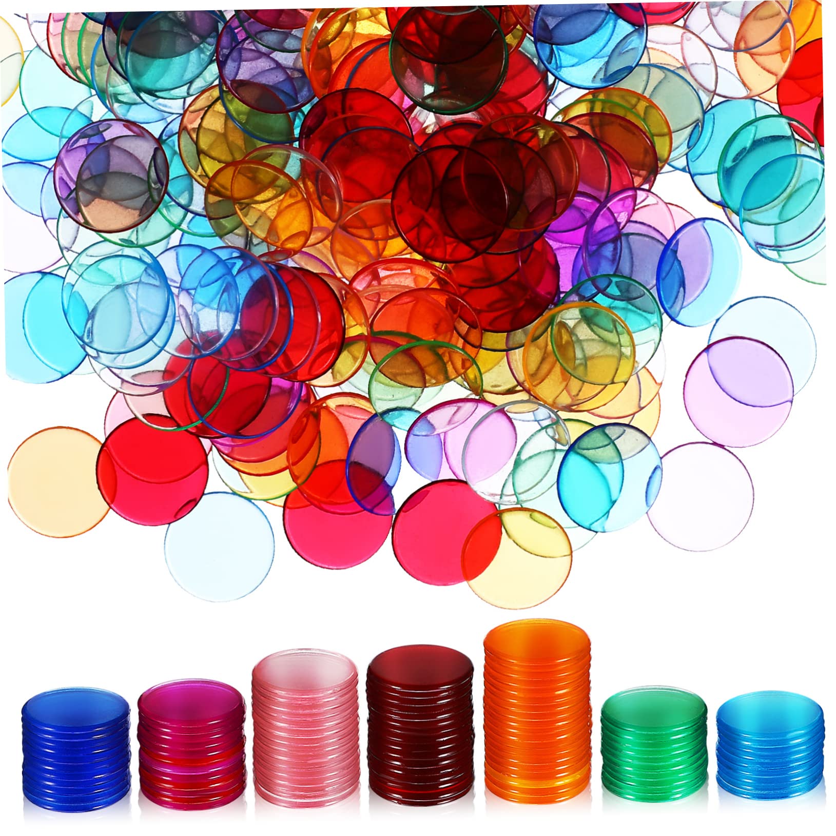 VANZACK 300 Pcs Transparent Plastic Bingo Chips Round Markers for Bingo Game Cards and Counting Game Accessories and Smooth Surface for Various Uses